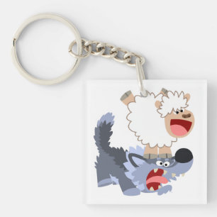 Porte - clé acrylique du mouton et du loup