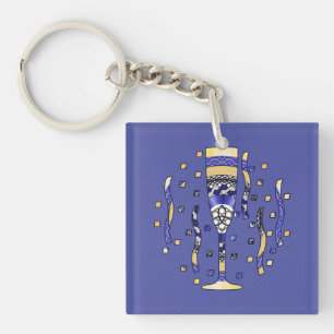 Porte - clé acrylique du toast du Nouvel An