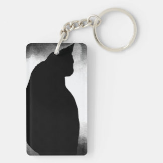 Porte - clé acrylique en silhouette de chat noir