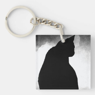 Porte - clé acrylique en silhouette de chat noir