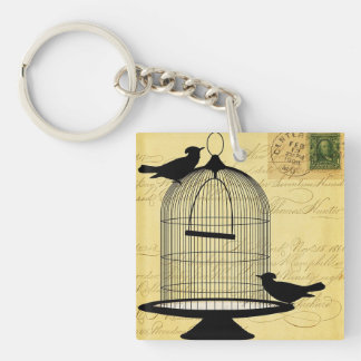 Porte - clé acrylique jaune de Birdcage victorienn