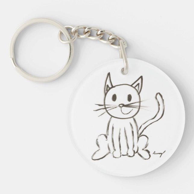 Porte - clé acrylique Kitty peint (Devant)