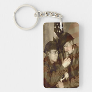 Porte - clé acrylique militaire vintage
