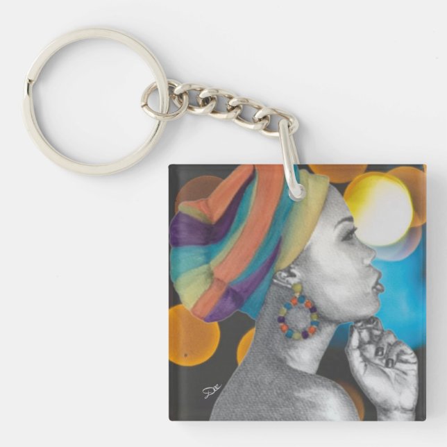 Porte - clé acrylique peint à la main Queentrust (Devant)