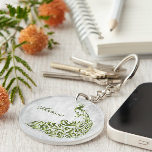 Porte - clé Acrylique Personnalisé Peacock Vert