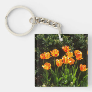 Porte - clé acrylique pour tulipes orange/jaune
