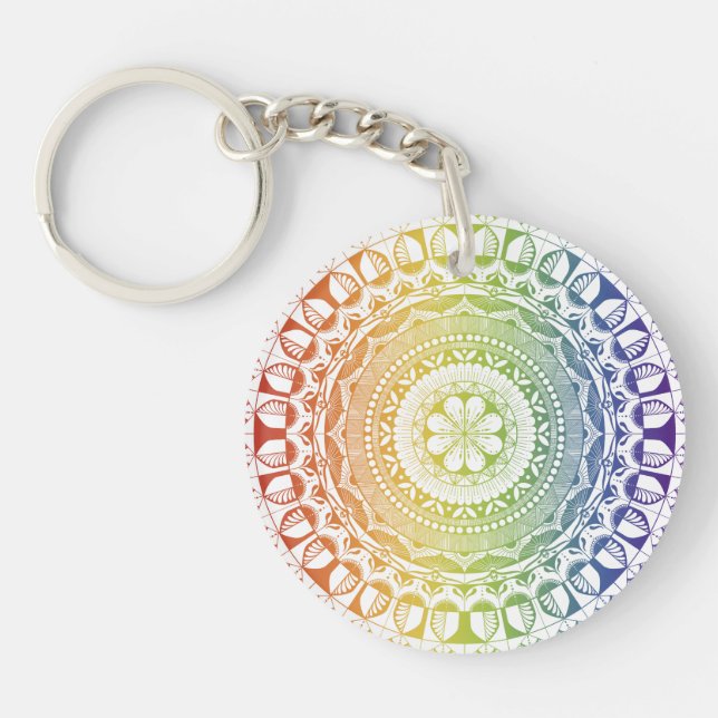 Porte - clé acrylique Radiant Mandala Spectrum (Devant)