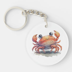 Porte - clé acrylique rond de crabe mou