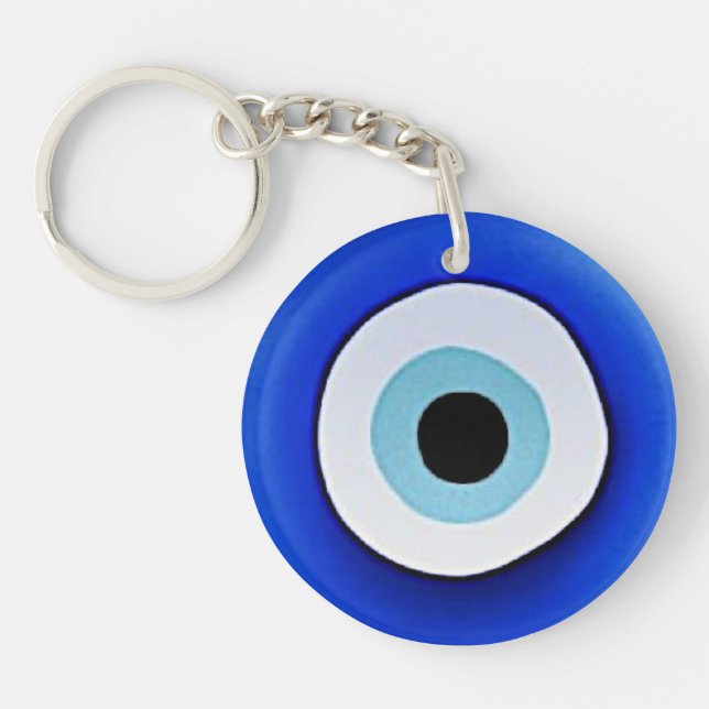 Porte - clé acrylique rond imprimé aux yeux mal (Devant)