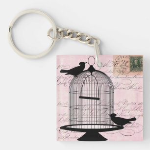 Porte - clé acrylique rose de Birdcage victorienne