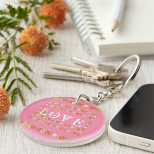 Porte - clé acrylique rose floral Monogram Rustic