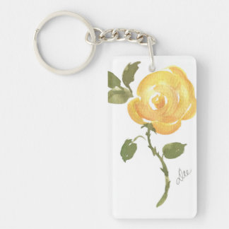 Porte - clé acrylique rose jaune