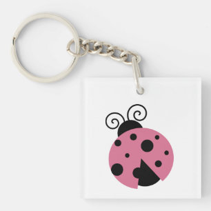 Porte - clé acrylique rose Ladybug