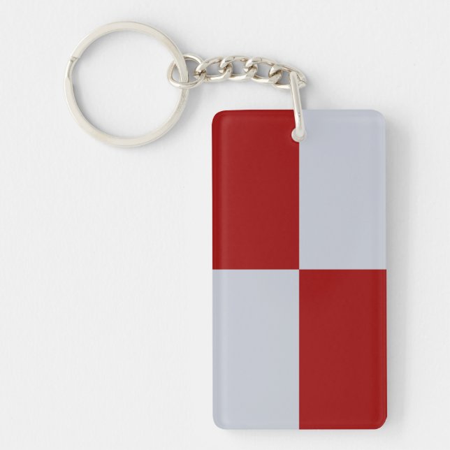 Porte - clé acrylique rouge et gris (Devant)