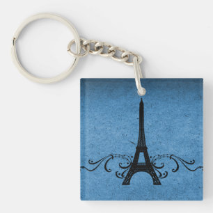 Porte - clé acrylique Vintage bleu