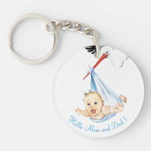 Porte - clé amusant pour bébé portant la cigogne -
