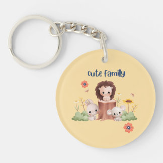 Porte - clé animal de famille mignon - Lion, lapin