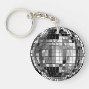 Porte - clé argenté de boule de disco de partie