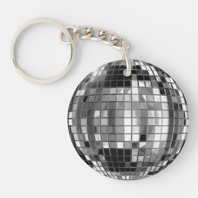 Porte - clé argenté de boule de disco de partie (Devant)