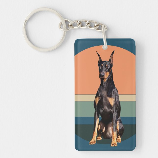 Porte - clé Arrière - plan rétro Doberman Pinscher (Devant)