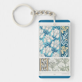 Porte - clé Art nouveau iris lys floral textile ar