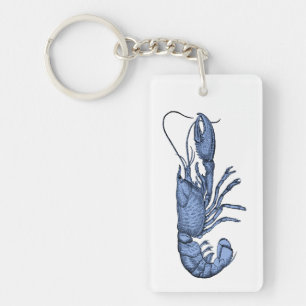 Porte - clé bleu de homard avec la rétro image