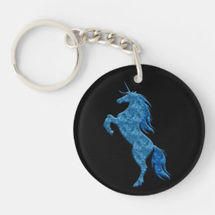 Porte - clé bleu de licorne du feu