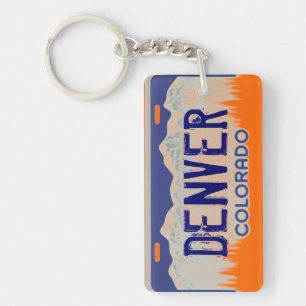 Porte - clé bleu orange de plaque minéralogique de
