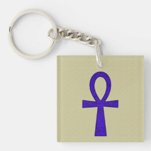 Porte - clé Carré Acrylique Bleu Ankh