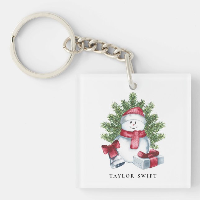 Porte-clé | Carré Christmas Snowman (Devant)