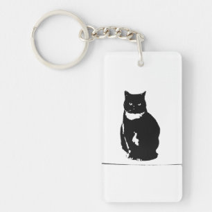Porte - clé - chat noir de smoking stylisé avec