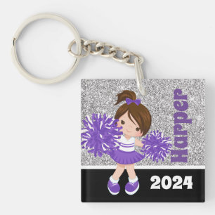 Porte - clé Cheeréminent Personnalisé Purple & Arg
