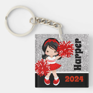 Porte - clé Cheerleader noir et rouge personnalisé