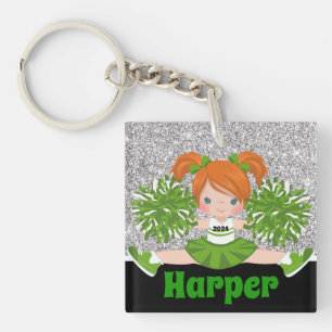 Porte - clé Cheerleader personnalisé Green & Silve
