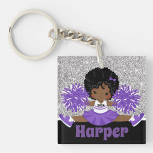 Porte - clé Cheerleader personnalisé Silver & Purp