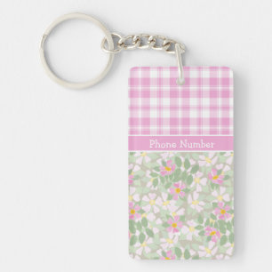 Porte - clé chic oblong : Dogrots roses et plaid