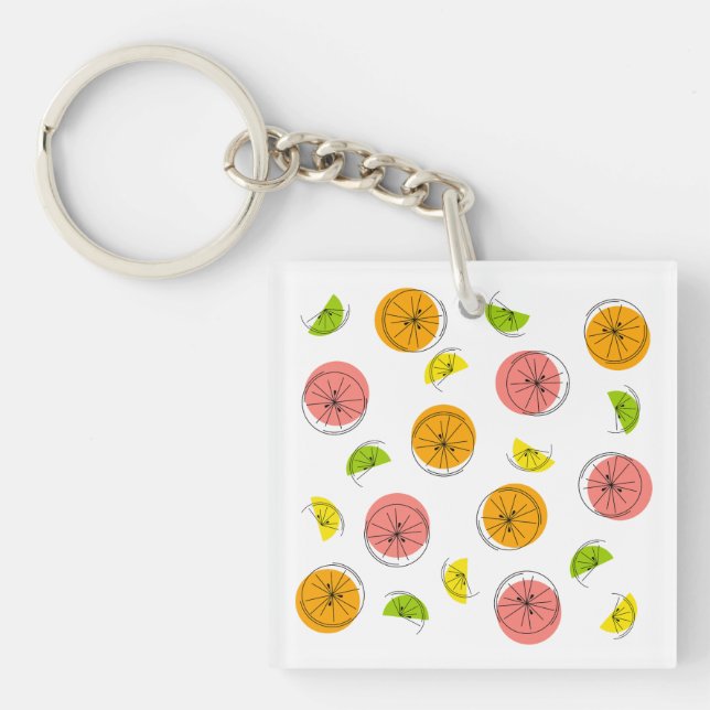 Porte - clé Citrus Multi Monogramme carré double f (Devant)
