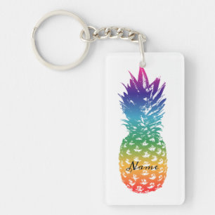 Porte - clé couleur ananas avec nom personnalisé