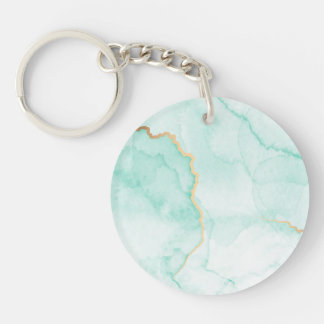 Porte - clé couleur bleu turquoise et marbre doré