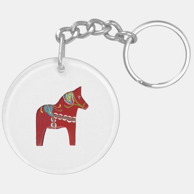 Porte - clé Dala Horse Style Traditionnel (Dos gauche)