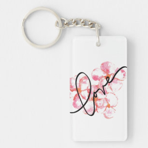Porte - clé d'aquarelle d'amour de Plumeria