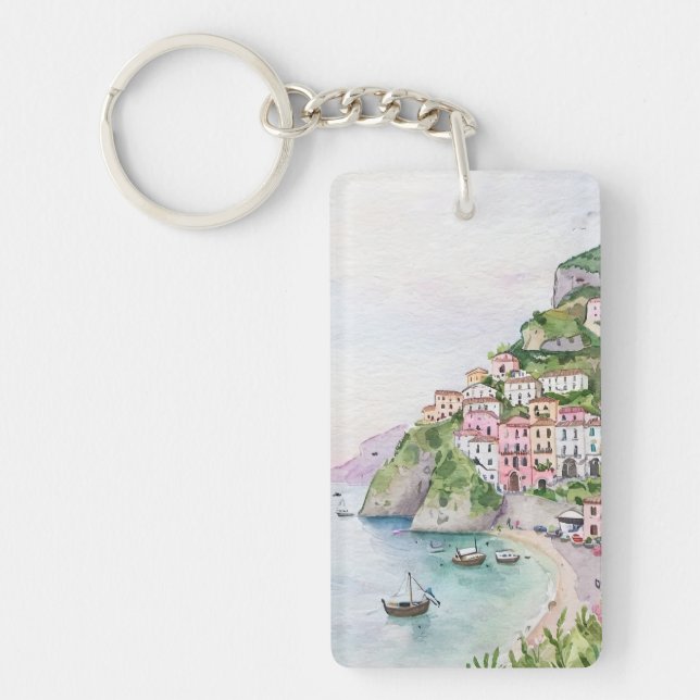 Porte - clé d'aquarelle de la côte d'Amalfi (Devant)