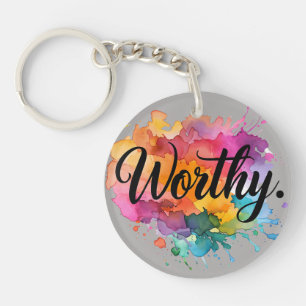 Porte - clé d'aquarelle Motivationnelle Carré dign