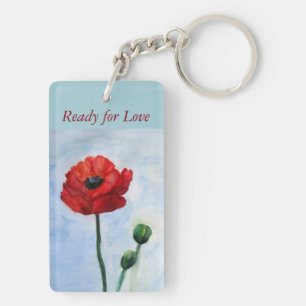 Porte - clé d'aquarelle rouge à fleurs