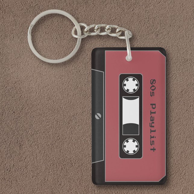 Porte - clé de bande de cassette rouge (Red Cassette Tape Keychain)