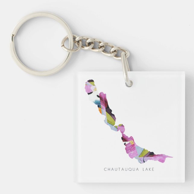 Porte - clé de carte du lac Chautauqua Silhouette (Devant)