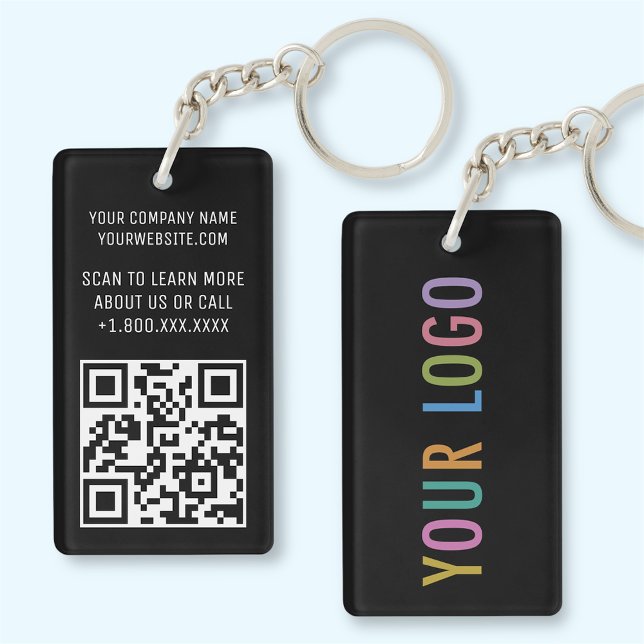 Porte - clé de code QR en acrylique noire avec rec (MISOOK 1.5 x 2.75 inch Rectangle Black Acrylic QR Code Keychain with Logo)
