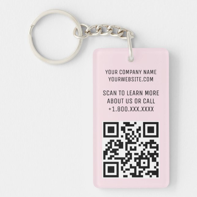 Porte - clé de code QR en acrylique rose avec rect (Devant)