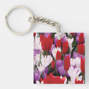 Porte - clé de fleurs de tulipes colorées