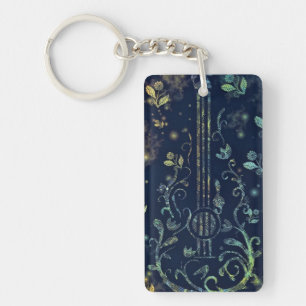 Porte - clé de guitare florale